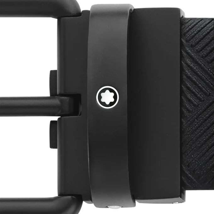 Ceinture réversible en cuir noir imprimé/noir uni 35 mm