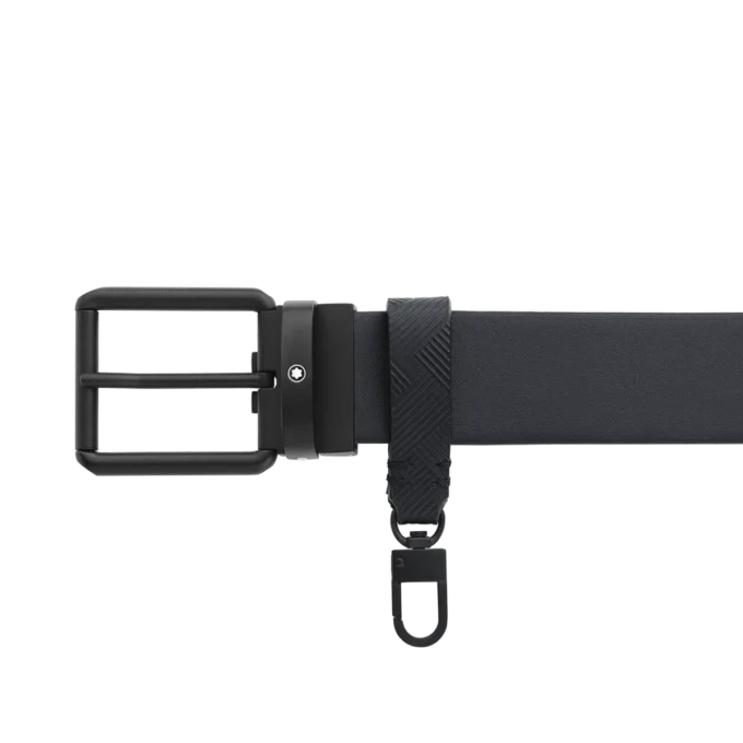 Ceinture réversible en cuir noir imprimé/noir uni 35 mm