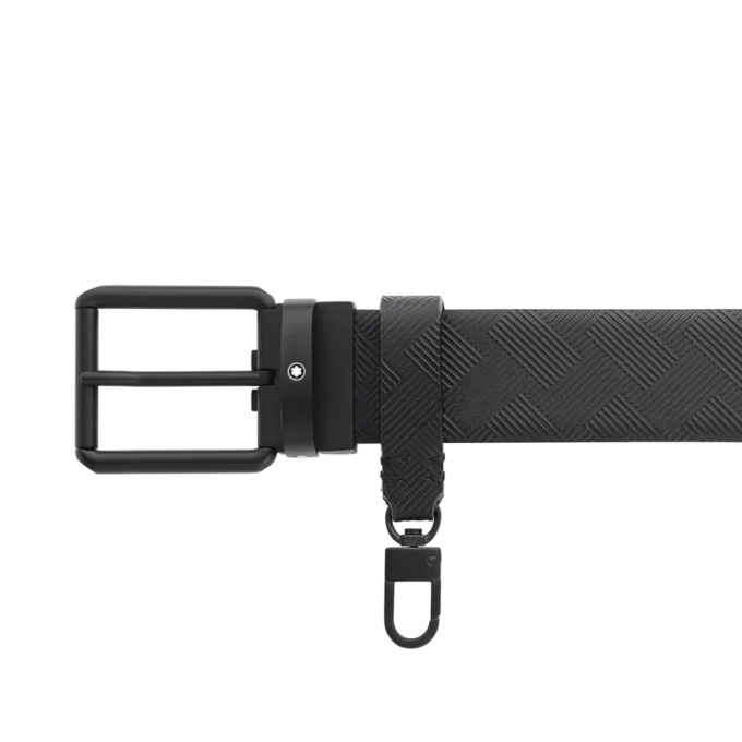 Ceinture réversible en cuir noir imprimé/noir uni 35 mm