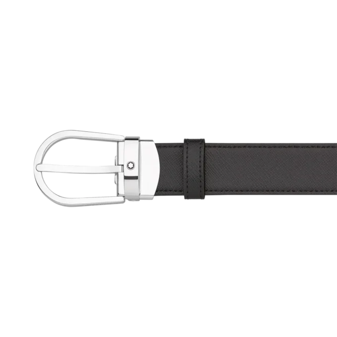 Ceinture réversible en cuir noir/marron 30 mm avec boucle en fer à cheval
