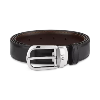 Ceinture réversible en cuir noir/marron 30 mm avec boucle en fer à cheval