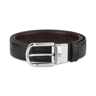 Ceinture réversible en cuir noir/marron 30 mm avec boucle en fer à cheval