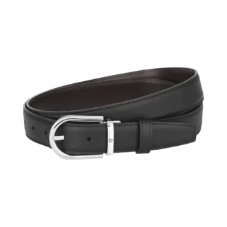 Ceinture réversible en cuir noir/marron 30 mm avec boucle en fer à cheval