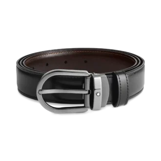 Ceinture réversible en cuir noir/marron 30 mm avec boucle en fer à cheval
