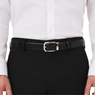 Ceinture réversible en cuir noir/marron 30 mm avec boucle en fer à cheval