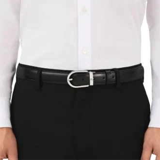 Ceinture réversible en cuir noir/marron 30 mm avec boucle en fer à cheval