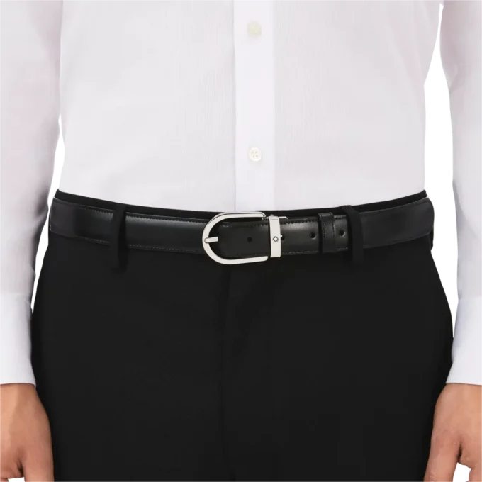 Ceinture réversible en cuir noir/marron 30 mm avec boucle en fer à cheval