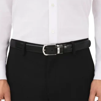 Ceinture réversible en cuir noir/marron 30 mm avec boucle en fer à cheval