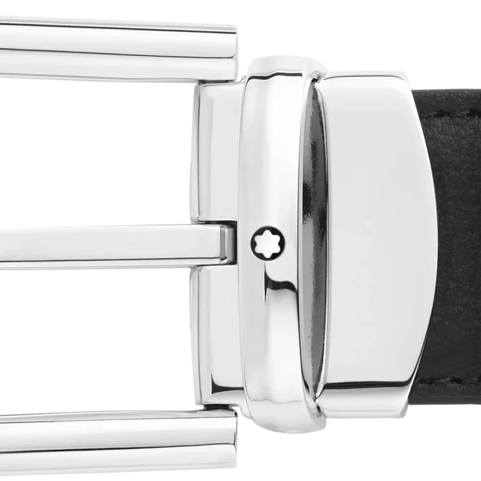 Ceinture réversible en cuir noir/marron 30 mm avec boucle en fer à cheval