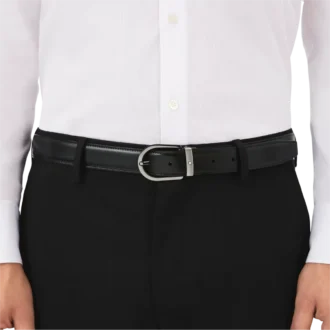 Ceinture réversible en cuir noir/marron 30 mm avec boucle en fer à cheval