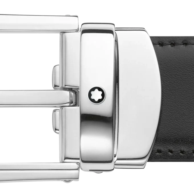 Ceinture réversible en cuir noir/marron 30 mm avec boucle en fer à cheval