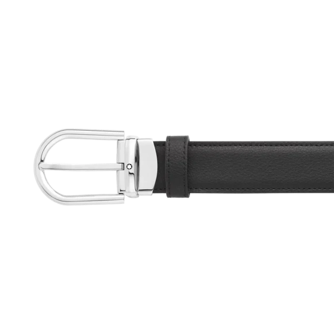 Ceinture réversible en cuir noir/marron 30 mm avec boucle en fer à cheval