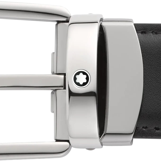 Ceinture réversible en cuir noir/marron 30 mm avec boucle en fer à cheval