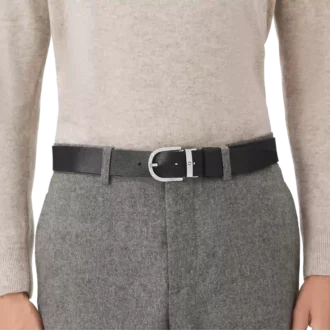 Ceinture réversible en cuir noir/mosto 35 mm avec boucle Horseshoe imprimée