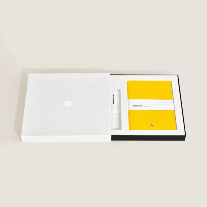Coffret avec roller PIX jaune et carnet #146 jaune (ligné)