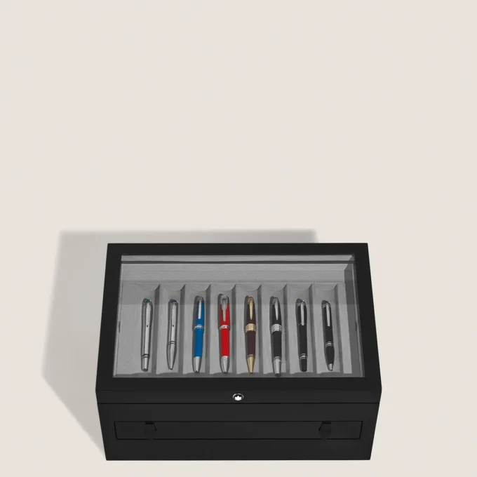 Grand coffret de collection en bois et laque pouvant contenir 24 instruments d&rsquo;écriture