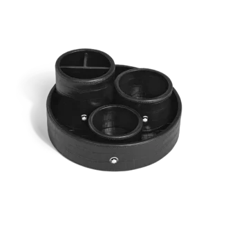 Grand plateau de bureau, cuir gaufré croco, noir