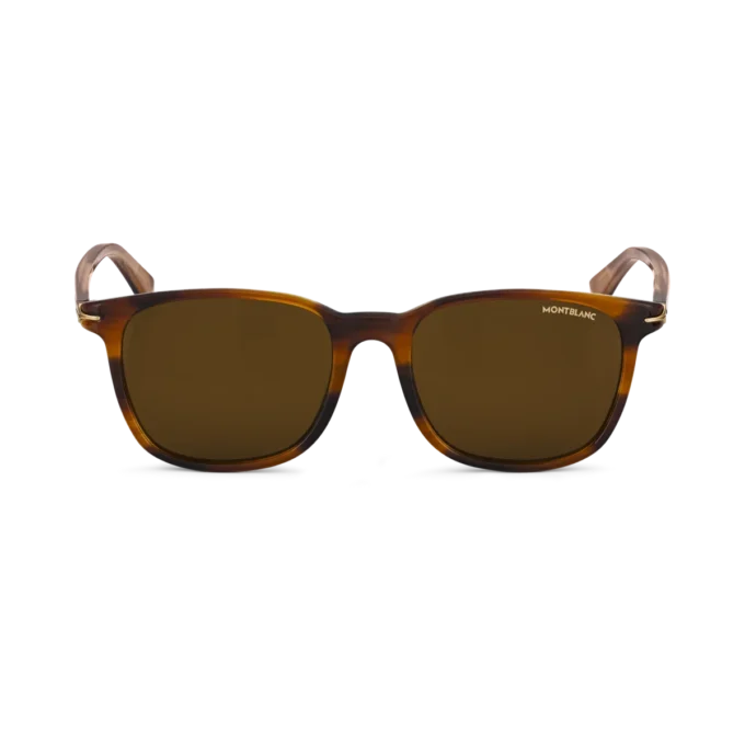 Lunettes de soleil carrées avec monture en acétate de couleur marron