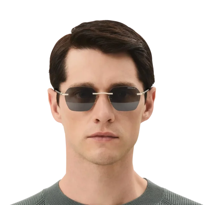 Lunettes de soleil carrées avec monture métallique dorée