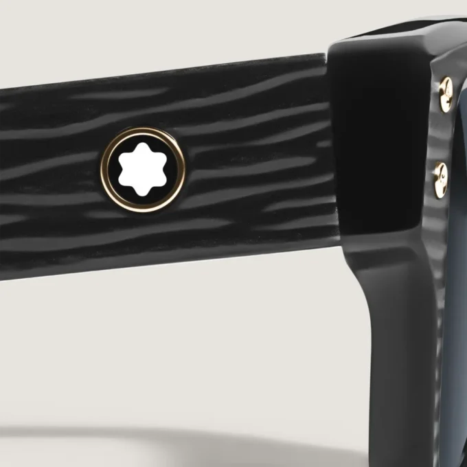 Lunettes de soleil rectangulaires avec monture en acétate de couleur noire