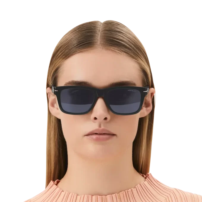 Lunettes de soleil rectangulaires avec monture en acétate de couleur noire