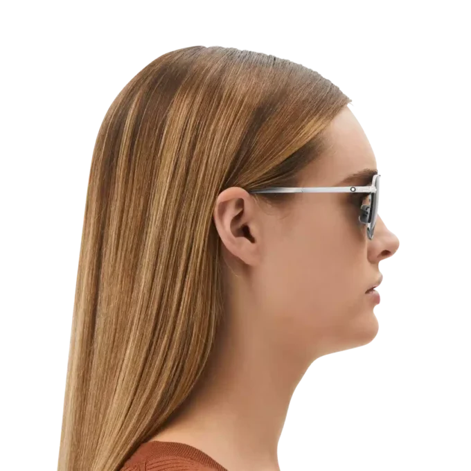 Lunettes de soleil rectangulaires avec monture en métal argenté