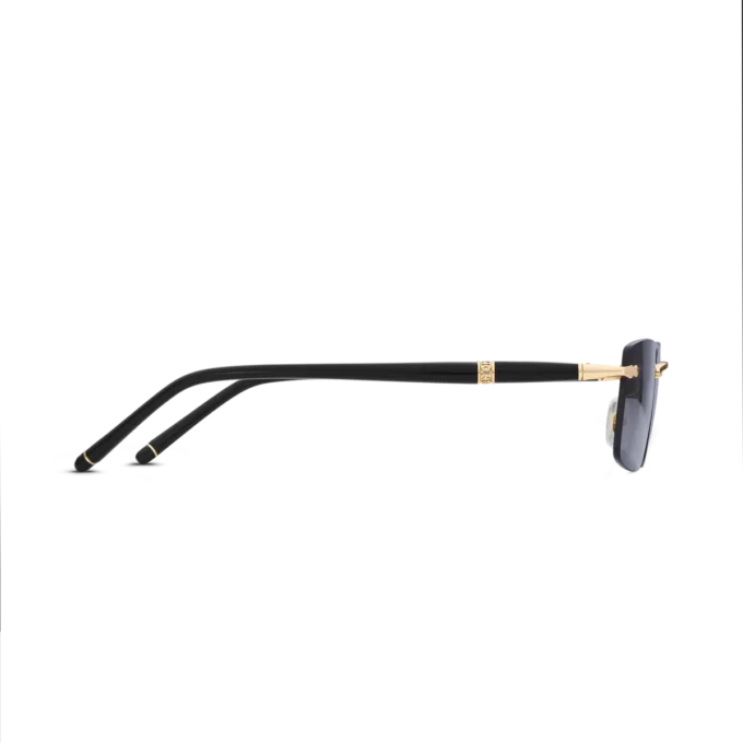 Lunettes de soleil rectangulaires avec monture métallique dorée