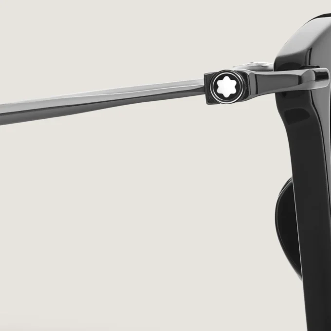 Lunettes de soleil rectangulaires à monture noire en acétate