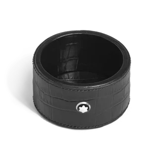 Petit plateau de bureau, cuir gaufré croco, noir