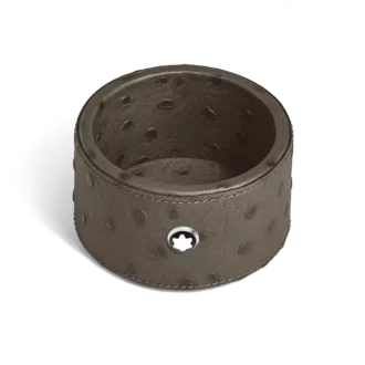 Petit plateau de bureau rond en cuir gaufré autruche