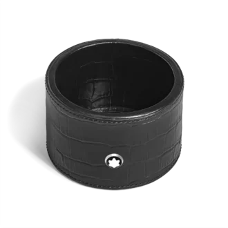 Plateau de bureau moyen, cuir gaufré croco, noir