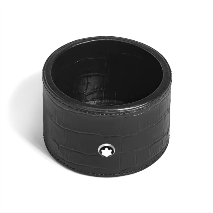 Plateau de bureau moyen, cuir gaufré croco, noir