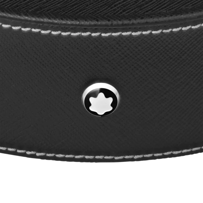 Plateau de bureau rond en cuir noir (grand format)