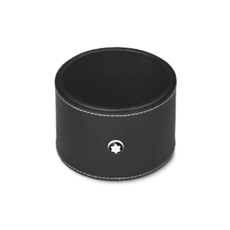 Plateau de bureau rond en cuir noir (moyen)