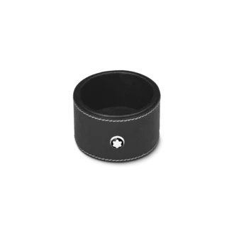 Plateau de bureau rond en cuir noir (petit)