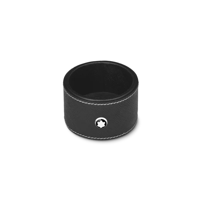 Plateau de bureau rond en cuir noir (petit)