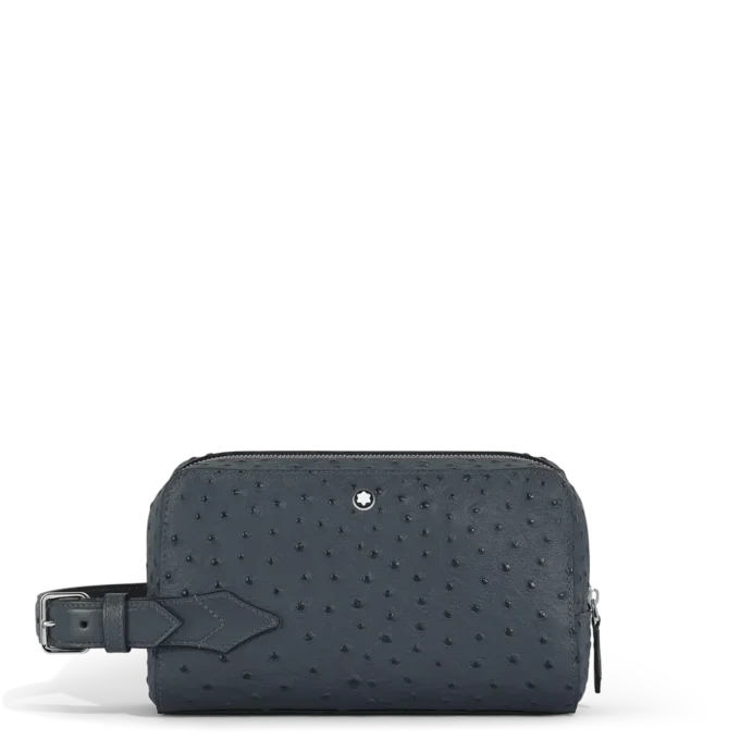 Pochette de toilette en cuir gaufré autruche