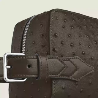 Pochette de toilette en cuir gaufré autruche