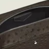Pochette de toilette en cuir gaufré autruche