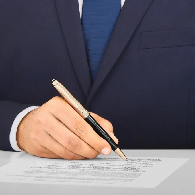 Stylo à bille Meisterstück Doué Geometry Signature plaqué or Classique